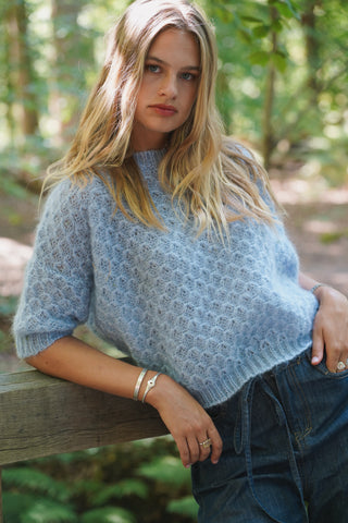 Aline Pullover Round Neck Short Sleeves Pastel Blue