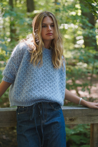 Aline Pullover Round Neck Short Sleeves Pastel Blue