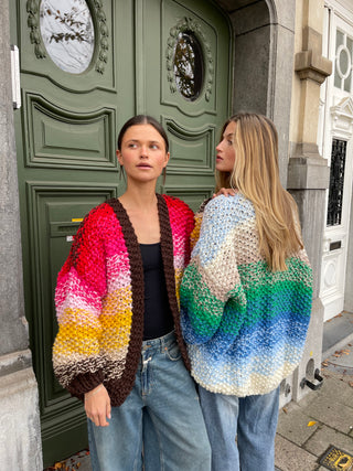 Rachel Cardigan Rice Degrade Off White / Green / Blue