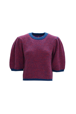Frederica Pullover Puff Sleeves Red / Night Blue