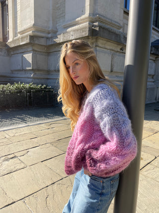 Amelie Cardigan Short Cable Degradé Lilac / Pink / Plum