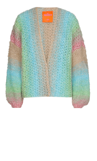 Mohair Cardigan Short - Turquoise Mint Pink Sand Crochet