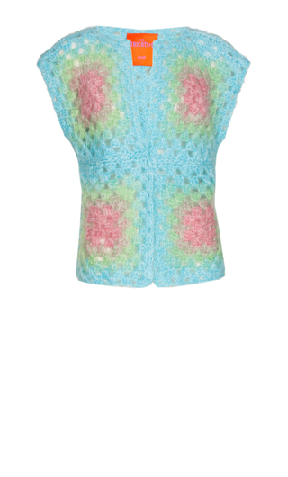 Mohair Sleeveless - Turquoise Mint Pink Crochet