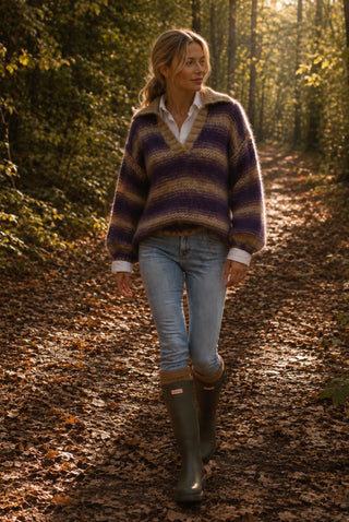 Luna Pullover Purple/Beige