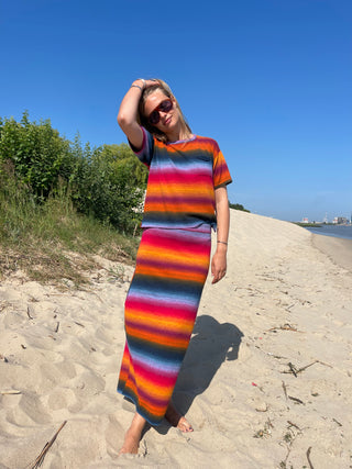 Manon Knitted Skirt Red-Blue Multi