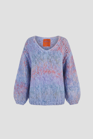 June Pullover V-Neck Jeans Blue Multi