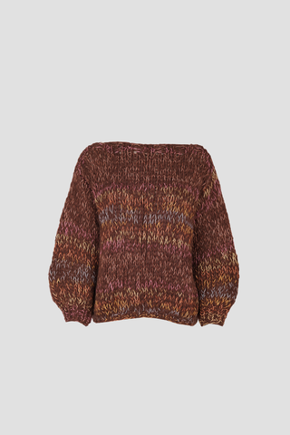 Amy Pullover Round Neck Chocolate Brown Multi