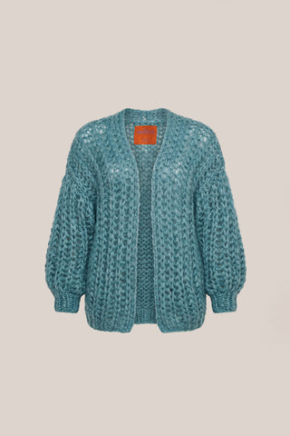 Tessa Cardigan Short Rib Petrol Blue