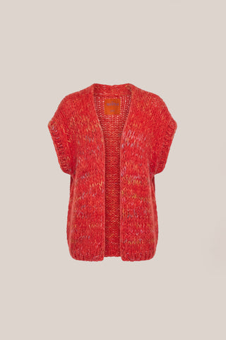 Mae Cardigan Sleeveless Red Multi