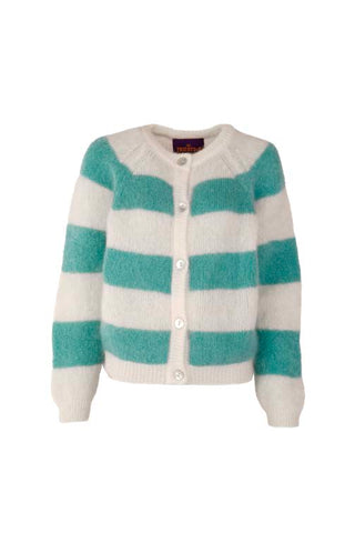 Alice Cardigan Striped Off White / Petrol