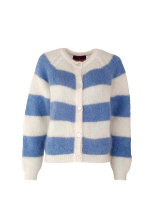 Alice Cardigan Striped Off White / Jeans Blue