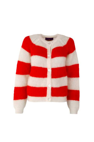 Alice Cardigan Striped Off White / Red