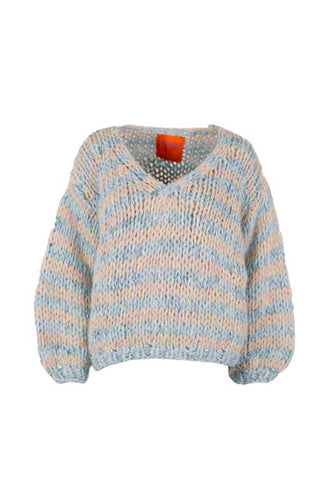 Lizzy Pullover V-Neck Pastel Blue / Yellow / Pink