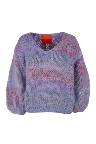 June Pullover V-Neck Jeans Blue Multi