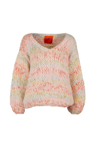 June Pullover V-Neck Off White Multi