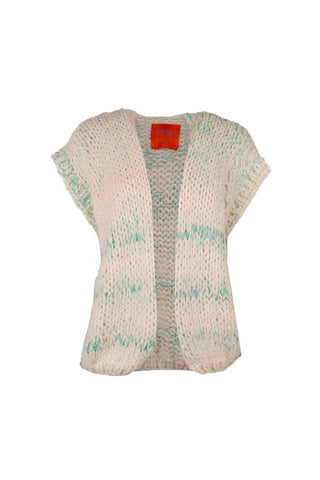 Mae Cardigan Sleeveless Off White / Green