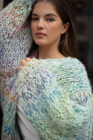 Isa Cardigan Short Mint Multi
