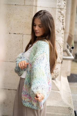 Isa Cardigan Short Mint Multi