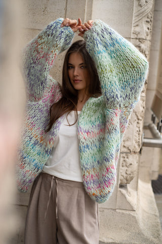 Isa Cardigan Short Mint Multi