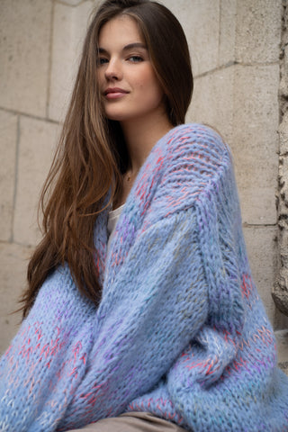 Isa Cardigan Short Jeans Blue Multi