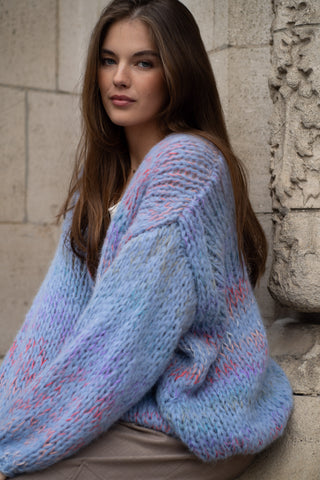 Isa Cardigan Short Jeans Blue Multi