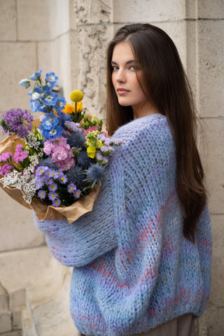 Isa Cardigan Short Jeans Blue Multi