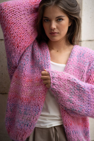 Isa Cardigan Short Candy Pink Multi