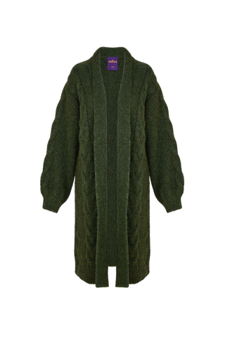 Babette Cardigan Long Cable Khaki