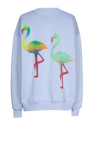 Carla Cotton Sweatshirt Pale Blue Flamingo Grafitti