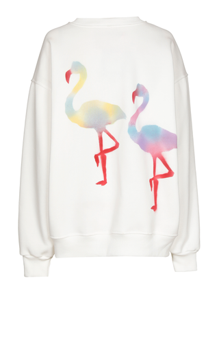 Carla Cotton Sweatshirt Off White Flamingo Grafitti