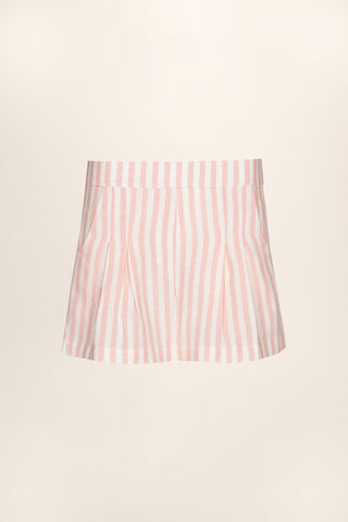 Emma Viscose Shorts - Pale Pink, Off White Striped