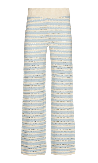 Evi Cotton Pants Pale Blue, Off White Striped