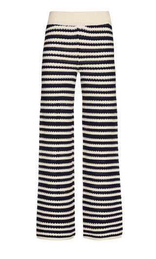 Evi Cotton Pants Navy, Off White Striped