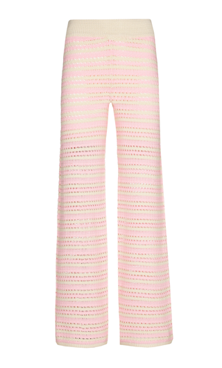 Evi Cotton Pants Pale Pink, Off White Striped