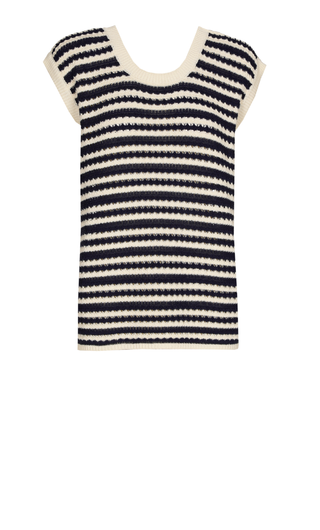 Manuela Cotton Top Navy, Off White Striped