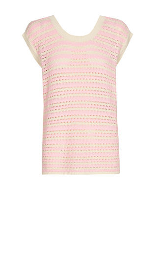 Manuela Cotton Top Pale Pink, Off White Striped