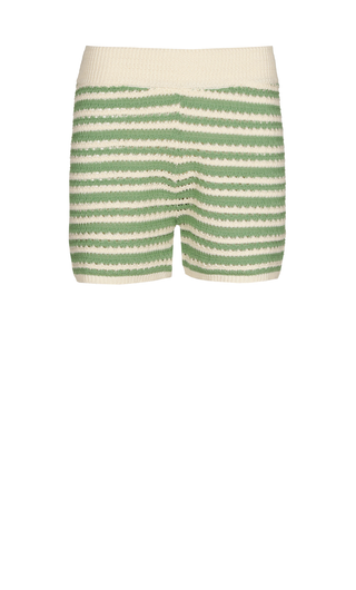 Stephanie Cotton Shorts Sage, Off White Striped