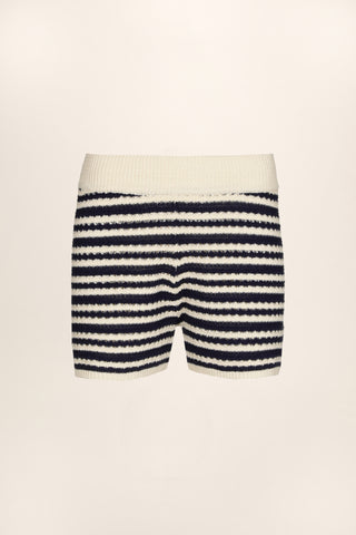 Stephanie Cotton Shorts - Navy, Off White Striped