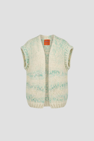 Mae Cardigan Sleeveless Off White / Green